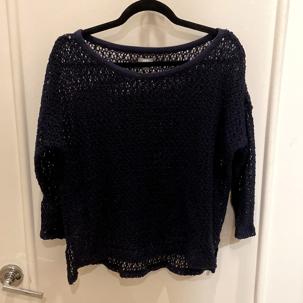Navy Blue Aerie Open Knit Sweater